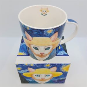 mug chat van gogh porcelaine