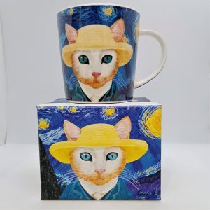mug chat van gogh porcelaine