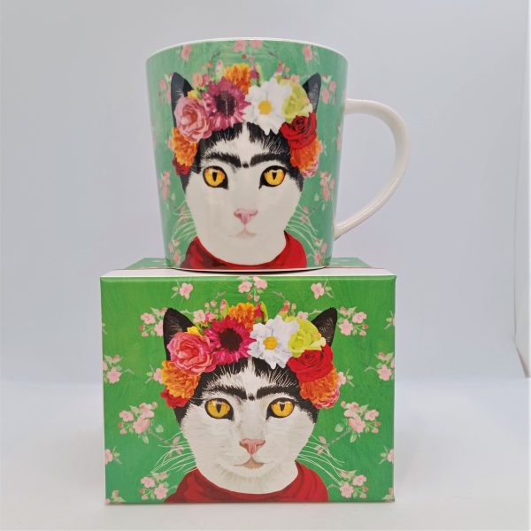 mug en porcelaine chat frida kahlo