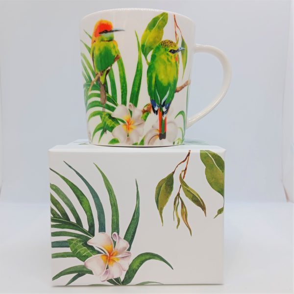 mug oiseaux verts