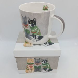 mug chats en pull-over de noël