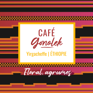 Café de spécialité Gonolek process nature aux notes de jasmin et d'agrumes, région Yirgacheffe d'Ethiopie